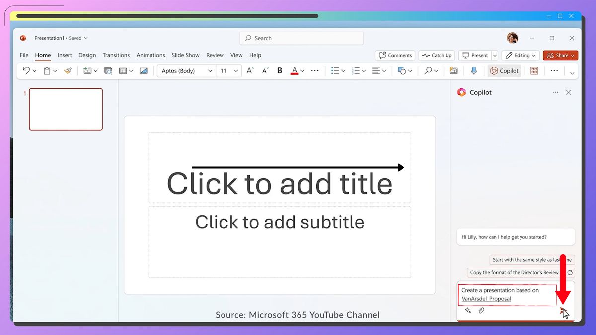 AI hỗ trợ ý tưởng thiết kế slide trong powerpoint