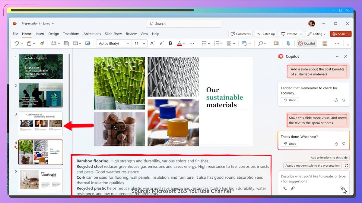 Sử dụng AI để thêm slide